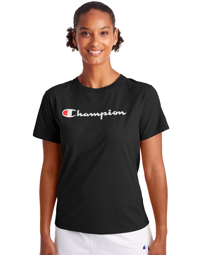 Champion T-Shirt Dames - Zwart - Classic ( 965470-WEX )